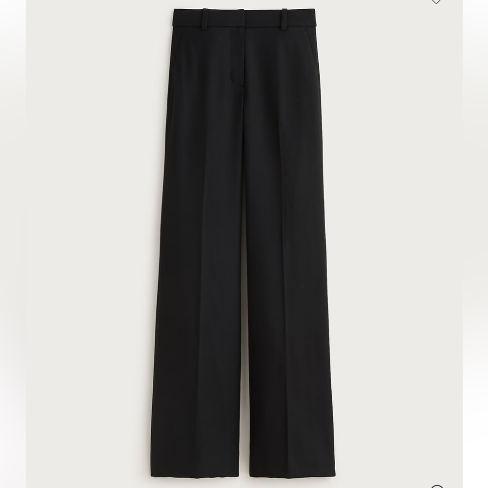 NEW J. CREW‎ Carolina Pant in Wool-blend Flannel Wide Leg Slacks in Black Size 6